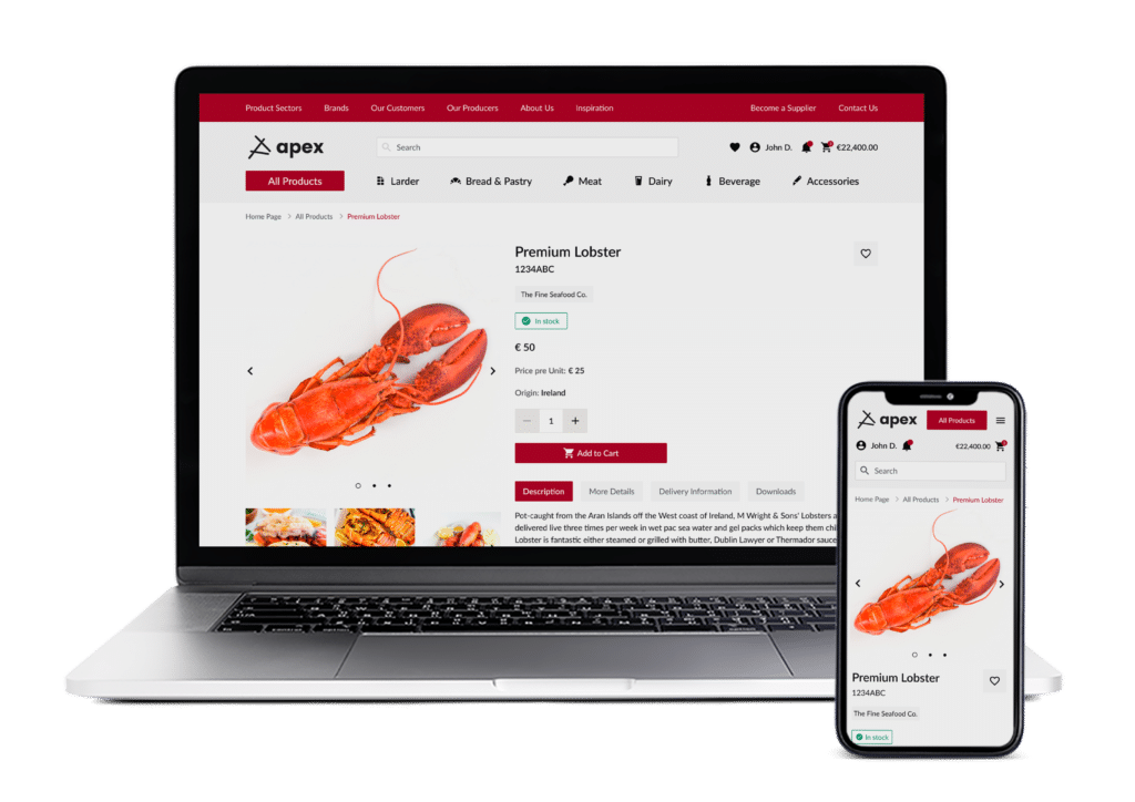 apex food and bev product b2b ecommerce platform