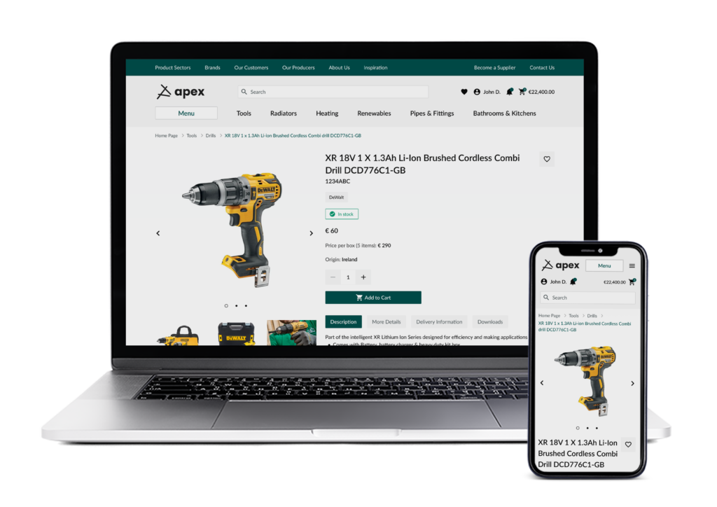 apex hardware product b2b ecommerce platform