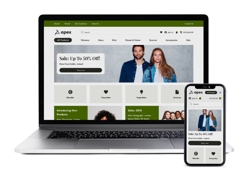 apex retail homepage b2b ecommerce platform